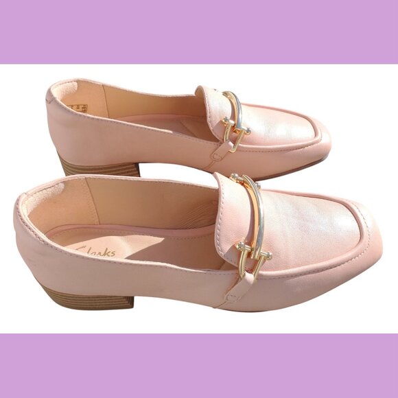 Women's Pure Block-Heel Leather Pink Loafers, size 6 - Picture 5 of 13